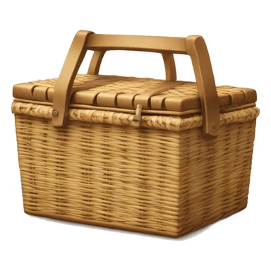Closed Picnic Hamper with letters F&M written on the front sticker