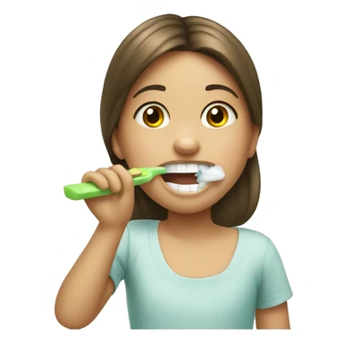 a little girl brushing teeth sticker