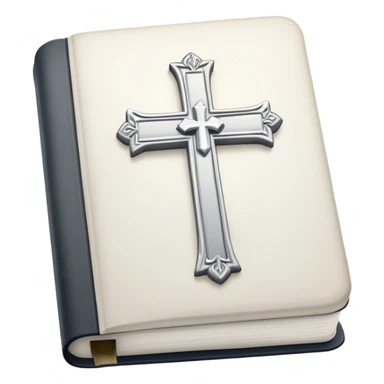 white bible with a silver cross sticker