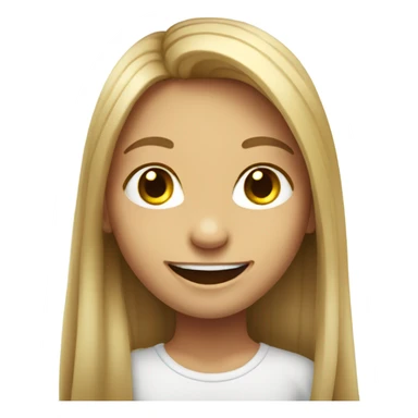 smiling girl with long hair no teeth smile sticker