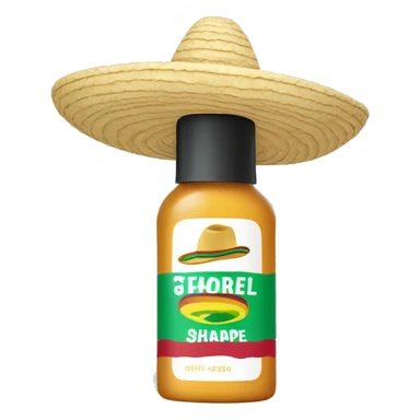 Shampoo bottle wearing a Mexican sombrero sticker
