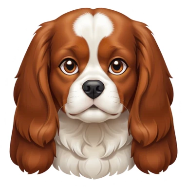 Cinematic Noble Blenheim Cavalier King Charles Spaniel Portrait Emoji, Poised and regal, with a graceful, medium build and a well-groomed Blenheim coat featuring rich chestnut and white markings, soulful brown eyes, Simplified yet sharp and sophisticated features, highly detailed, glowing with a soft, dignified glow, high shine, intelligent and affectionate, stylized with an air of elegance, focused and attentive, soft glowing outline, capturing the essence of a watchful and refined companion, so majestic it feels as though it could step out of the screen with effortless authority! sticker