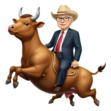 Warren Buffet riding bull sticker