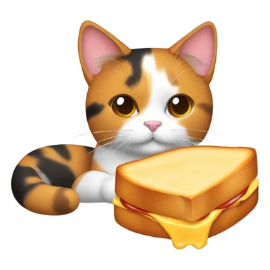 Calico cat with a grilled cheese sandwich  sticker