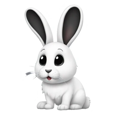 White rabbit with big black ears and black dots on the body sticker