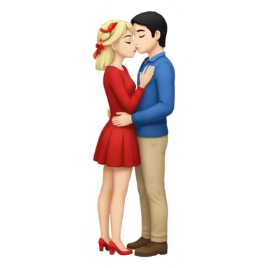 couple kissing black hair man blonde woman full body sticker