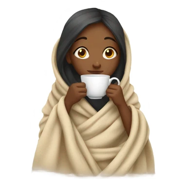 girl wrapped in blanket drinking tea sticker