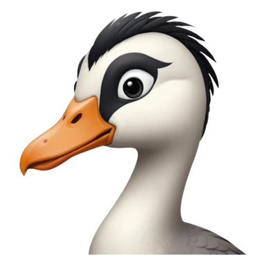 goose facing forward that is emo with swoop of bangs over one eye sticker