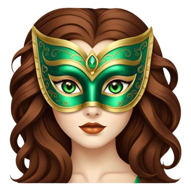 Greeneyed Woman with Long Brown hair venetian mask sticker