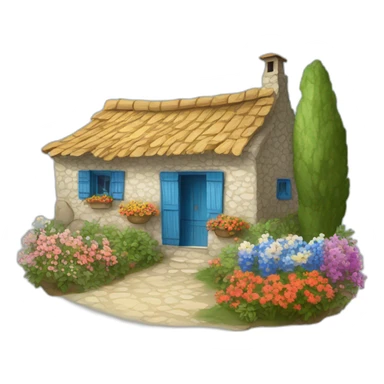 crete a cottage with some beautiful flowers sticker