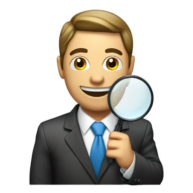 businessman holding magnifying glass happy sticker