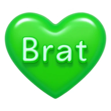 The word brat on a neon green heart  sticker