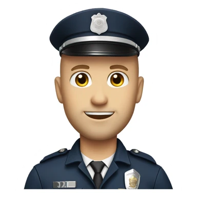 Bald Caucasian man with light beard in police uniform  sticker