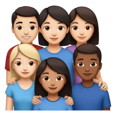 Friendship - relationship of mutual affection between people -  girls and a boy of various races with at least one asian girl. Show their necks, and shoulders please - have at least one black person also sticker
