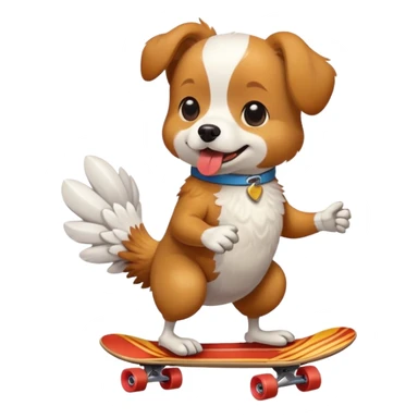 dog riding skateboard eating chicken wing sticker