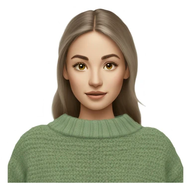 Sage and green cropped oversize wool sweater, isolated sticker