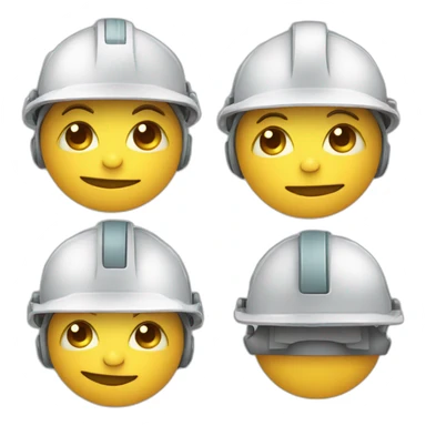 cute robot with a round face and ears wearing construction hat sticker