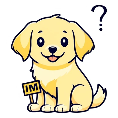 white golden retriever holding an im stupid sign sticker