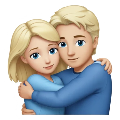 Hug between woman with blonde hair and blue eyes and man with salt and pepper hair  sticker