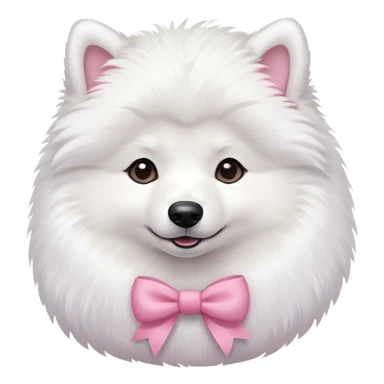 American Eskimo wearing a bow sticker