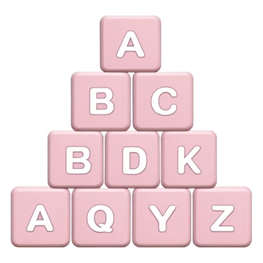 Light pink and white toy alphabet blocks stacked sticker