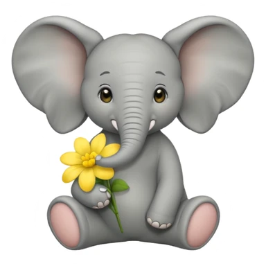 Young elephant sitting wearing a flower sticker