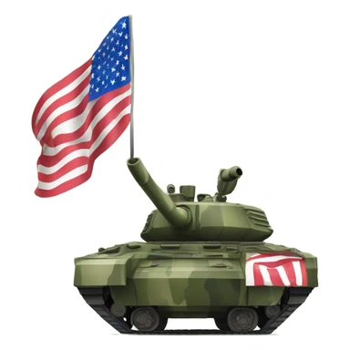 Camouflage cartoon tank with American flag sticker