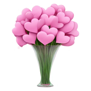 10000000 huge pink hearts on stems in a clear glass vase, with white bow tied around vase sticker