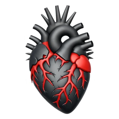 black anatomical heart in torns sticker