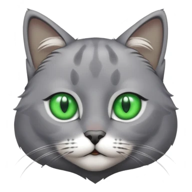 grey cat with green eyes and white stain bottom the neck sticker