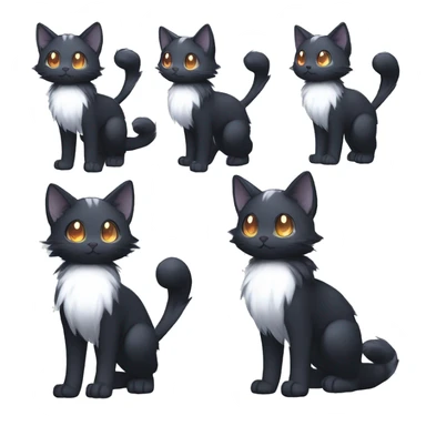 Shiny Shy Cool Black beautiful fantasy Kawaii Ethereal Sona Fakemon-cat-animal Full Body sticker