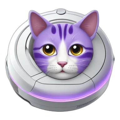 glory purple cat on a white robot vacuum cleaner sticker