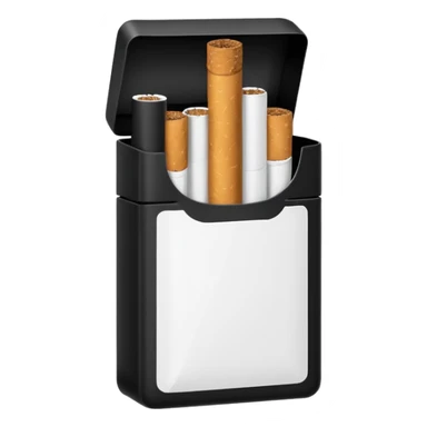 Minimalistic cigarette pack emoji, black and white sticker