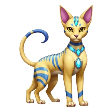 Modern furry anthro anthropomorphic futuristic shiny colorful Bastet-Sphynx-Lombax-Zeraora-Renamon-fusion (full body) sticker