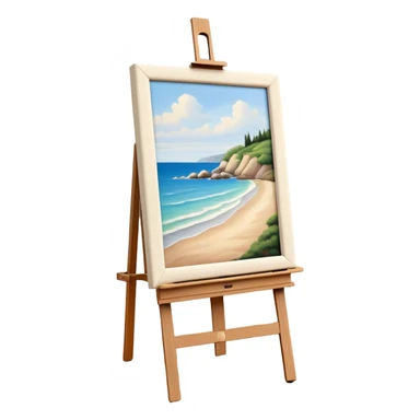 Cinematic Realistic image of a pristine canvas mounted on a sturdy wooden easel, with the canvas’ smooth surface and the easel’s detailed grain rendered in soft natural light, evoking a quiet moment of creative anticipation sticker