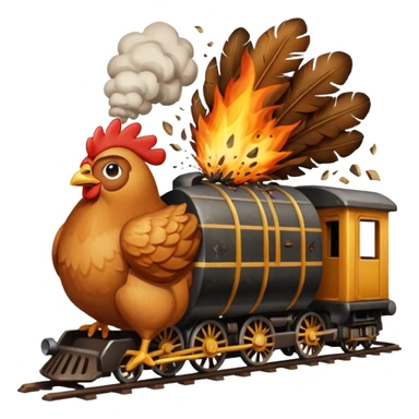 Chicken eating a train while exploding sticker