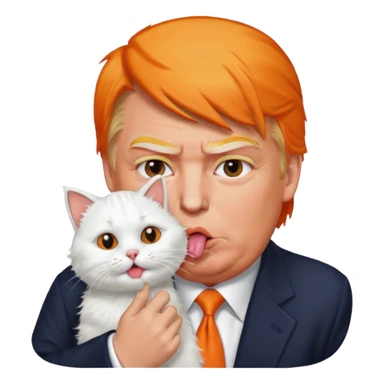 Donald Trump with a cat licking his face sticker