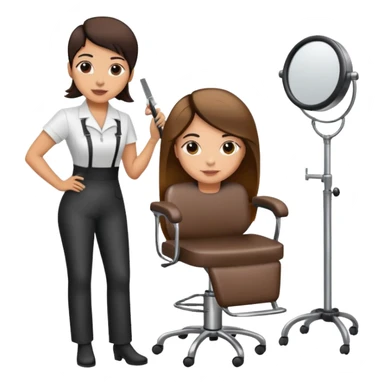 Hispanic hairstylist standing behind stylist chair sticker