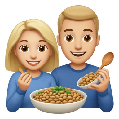 ligth couple having dinner of beans and potatoes sticker