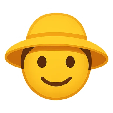 face with yellow sun hat emoji, digital illustration sticker