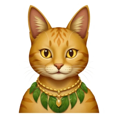 ancient cat with leaf cloth sticker