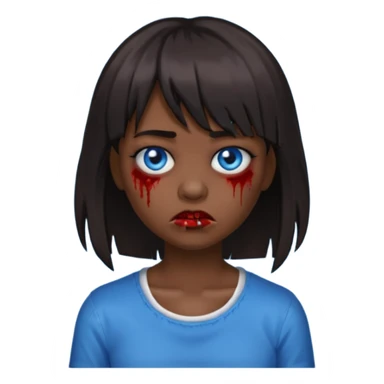 zombie emoji 🧟‍♀️ dark hair long her shoulders bangs emo and ragged haircut blue eyes sticker