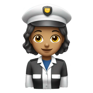 una chica con uniforme de trabajo y len sticker