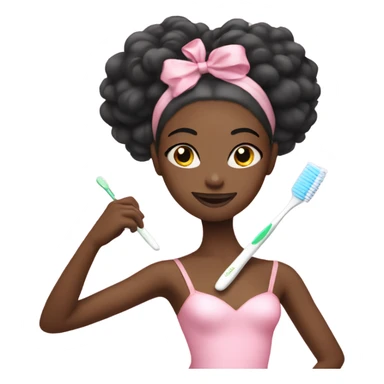 black ballerina holding a toothbrush with pink too too sticker