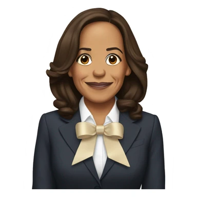 Kamala Harris with a bow sticker