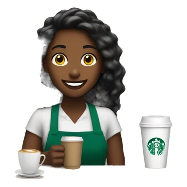 Girl starbucks barista smiling holding coffee sticker
