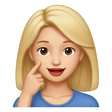 Create an emoji that's biting lip but looking like the smirk emoji but with a hand like it's putting hair behind their ear  sticker