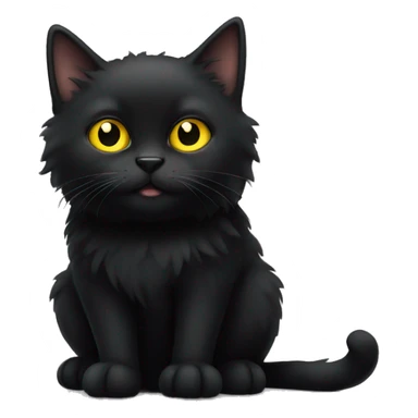 fluffy black cat with big yellow eyes  sticker