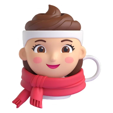 espresso cup with a chic feminine face, winking, wearing a scarf sticker