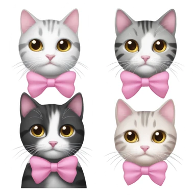 Black and white cat and gray tabby cat with both cats with pink hair bows  sticker
